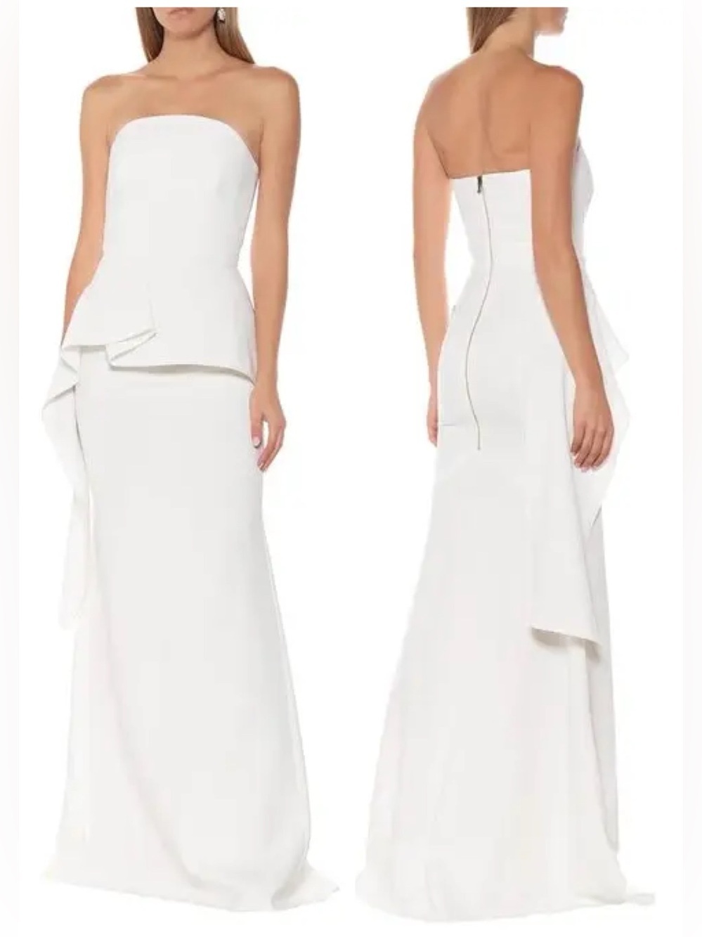 NWT Roland Mouret Galloway Strapless Wool crepe Peplum Gown Wedding Sz US 14